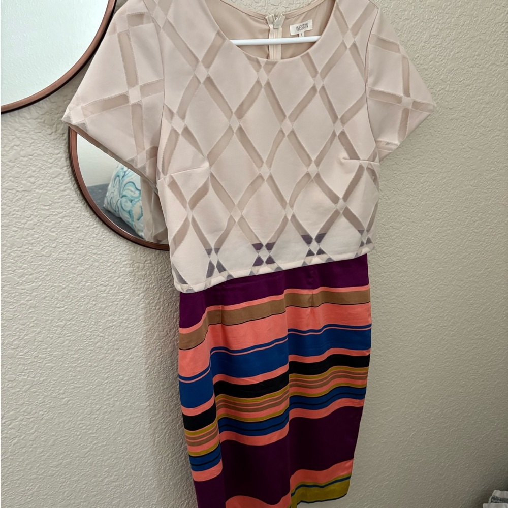 Chic Striped Midi Dress with Cream Top